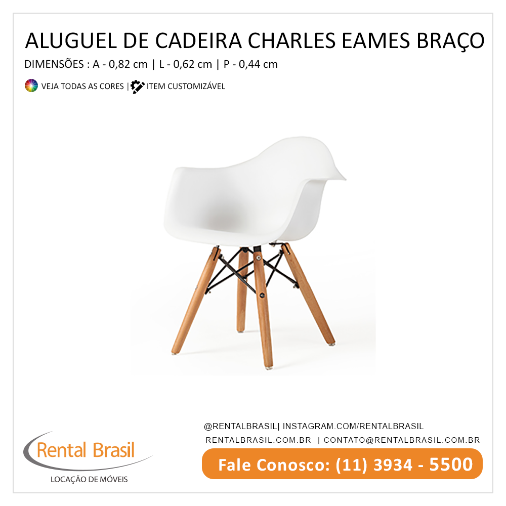 Aluguel de adeiras Charles Eames Branca com Braço Aluguel de adeiras Charles Eames Branca com Braço