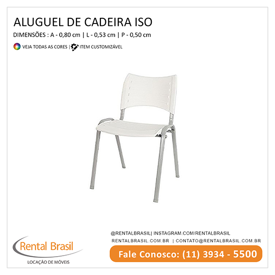 Aluguel de Cadeira iso Branca Aluguel de Cadeira iso Branca