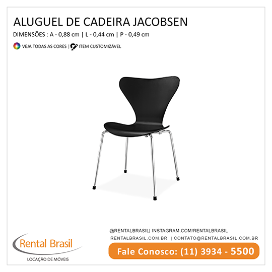 Aluguel de Cadeiras jacobsen pretas Aluguel de Cadeiras jacobsen