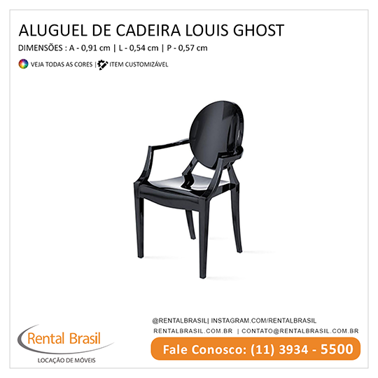 Aluguel de Cadeira Louis Ghost Preta Aluguel de Cadeira Louis Ghost Preta