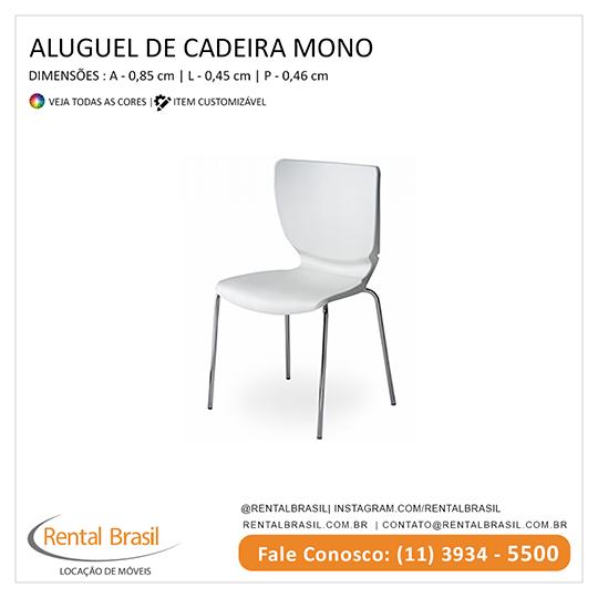 Aluguel de Cadeira Mono Stands Branca Aluguel de Cadeira Mono Stands Branca