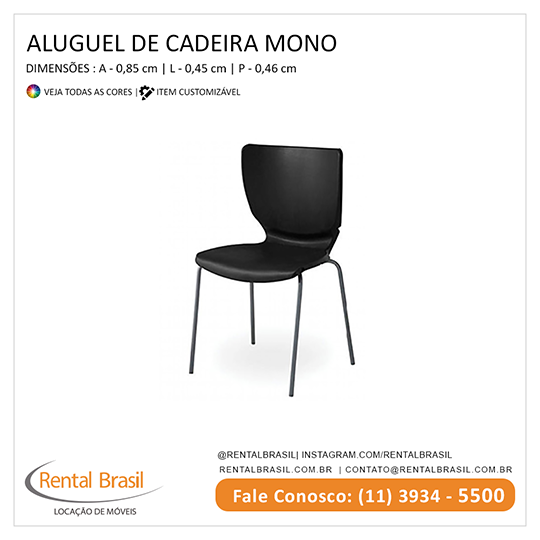 Aluguel de Cadeira Mono Stands Preta Aluguel de Cadeira Mono Stands Preta