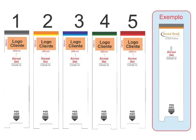 Aluguel de Totem Display de Alcool Gel - Rental Brasil Locação de Móveis